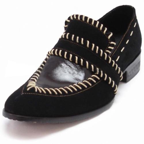 Mauri "St. Moritz" 8675 Black Genuine Baby Crocodile Nappa Leather Shoes